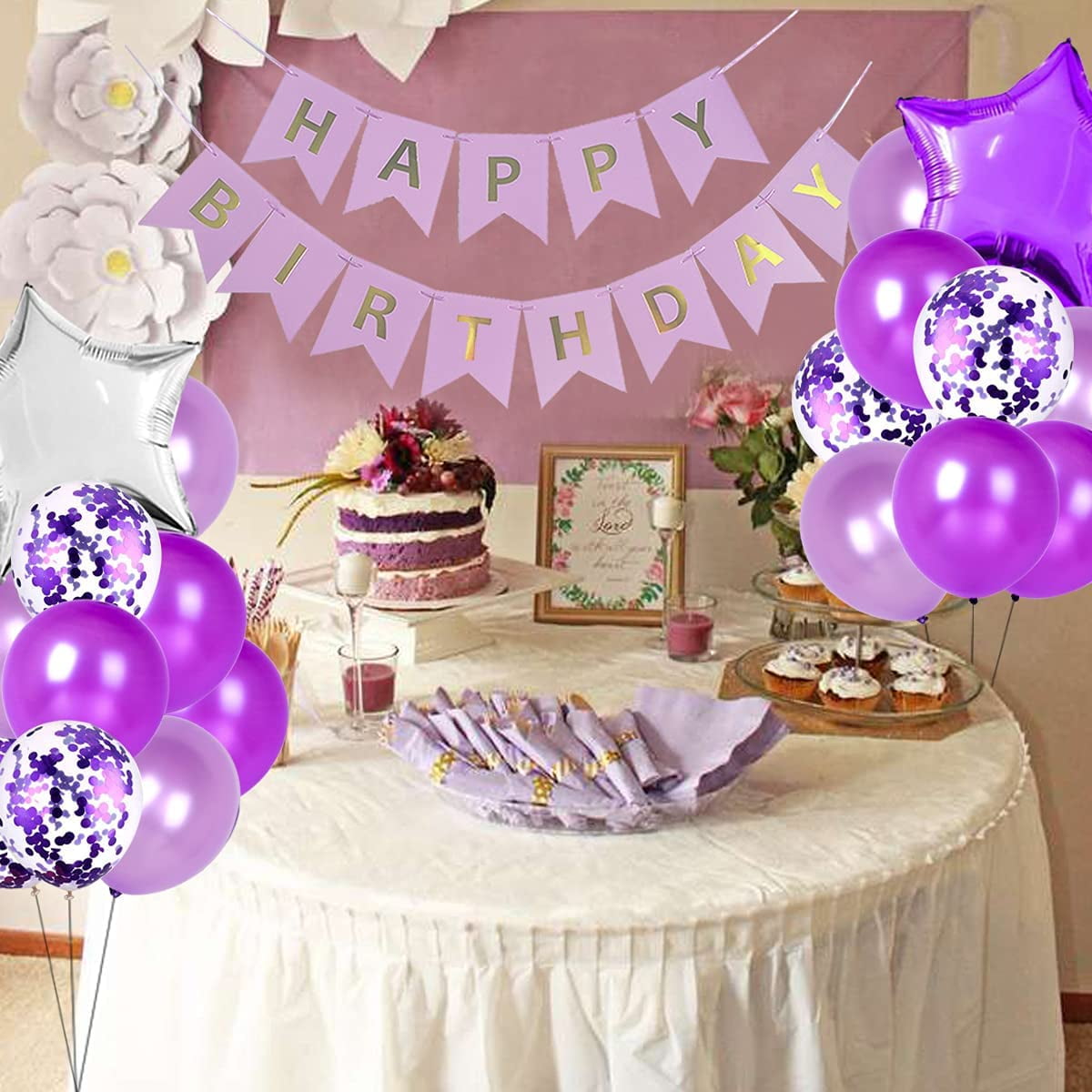 Purple 13th Birthday Decorations for Girls 13 Year Old Birthday Decorations Happy 13th Birthday Cake Topper Party Supplies Purple Number 13 Foil Balloon