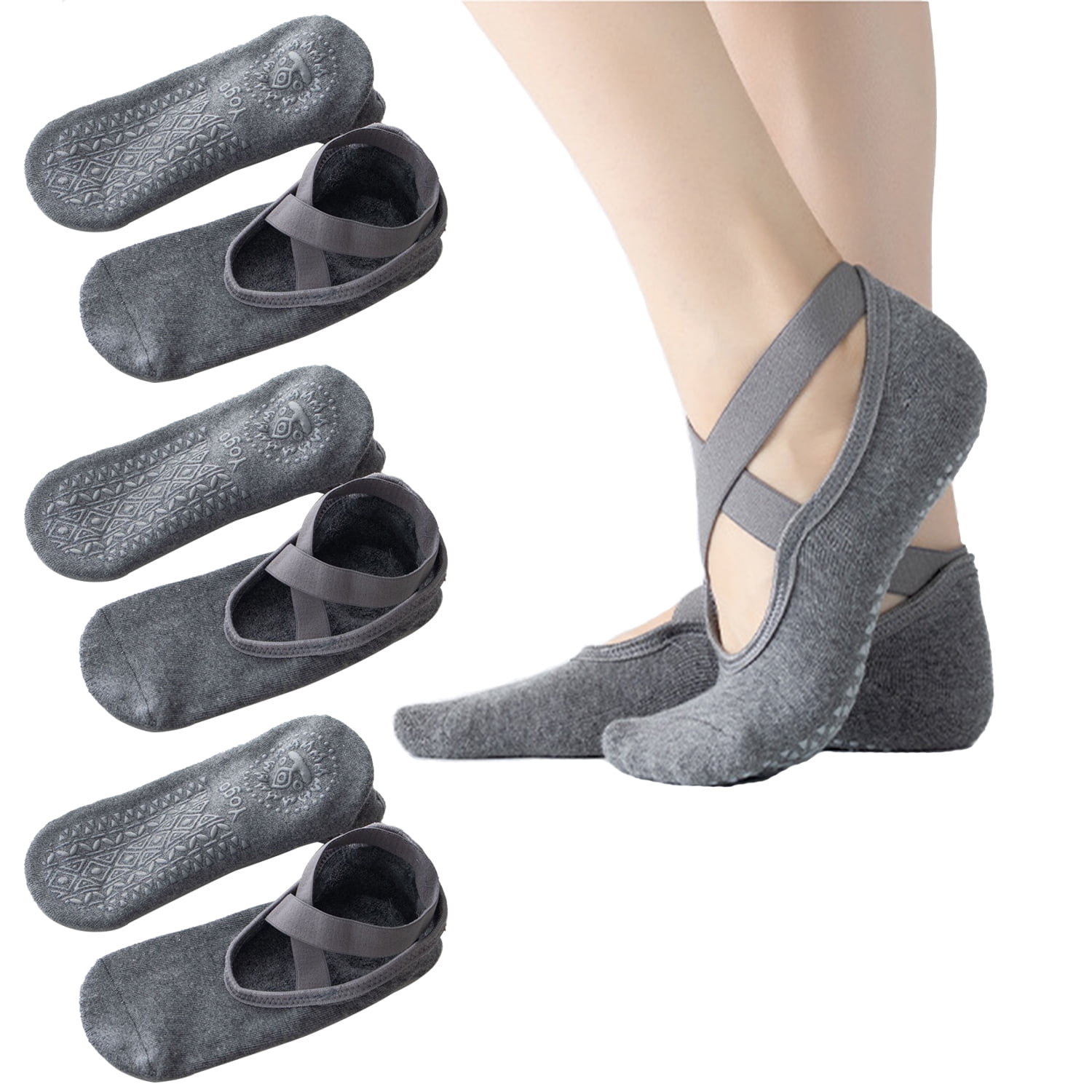 SUNSHINE Ankle Ballet Toeless Grip Socks Grey