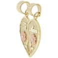 thumbnail image 4 of 14k Tricolor Gold, Sharing Heart Rose & Te Amo Pendant Love Charm 16mm, 4 of 5