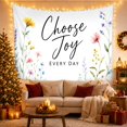 thumbnail image 3 of Choose Joy Every Day Among Bright Wildflowers, Inspirational Watercolor for Flower Lovers, Botanical Wall Art, Mother's Day Gift, Tapestry Wall Hanging for Bedroom and Studio, 3 of 7