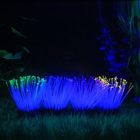 Sea Urchin Fish Tank Artificial Silicone Sea Anemone with Glowing Effect for Fish Tank Aquarium Ornament Decoration ()
