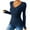 Navy, variant on HAiming Ribbed Knit Wrap Tops for Women Slim Fitted Side Button Casual Blouse V Neck Long Sleeve T-Shirts