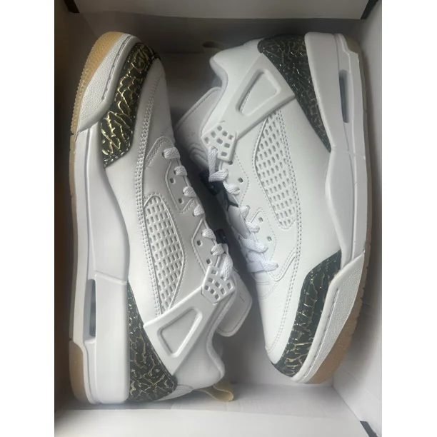 Size 11 - N I-K-E Jo r-dan Spizike Low White Metallic Gold Shoes Men's Sneakers