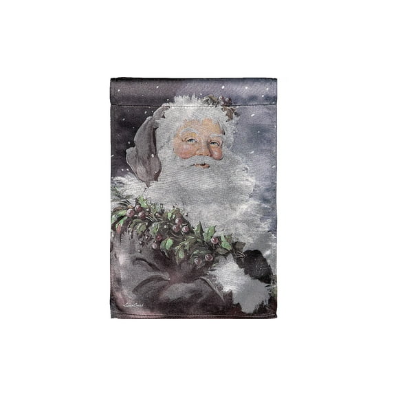 Evergreen Santa in the Winter Lustre Garden Flag 12 x 18 Inches Indoor Outdoor Decor