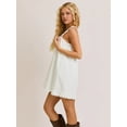 thumbnail image 4 of Women Lace Trim Mini Camis Dress Spaghetti Strap Square Neck Short Dress Backless Babydoll Dresses White L (Floral Maxi Dresses for Women), 4 of 9