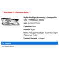 thumbnail image 2 of Right Headlight Assembly - Compatible with 1999 Nissan Altima, 2 of 2