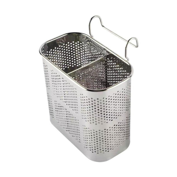 Soporte de utensilios de almacenamiento de almacenamiento de cubiertos Cubo de acero inoxidable con gancho con gancho colgante Decoración del hogar