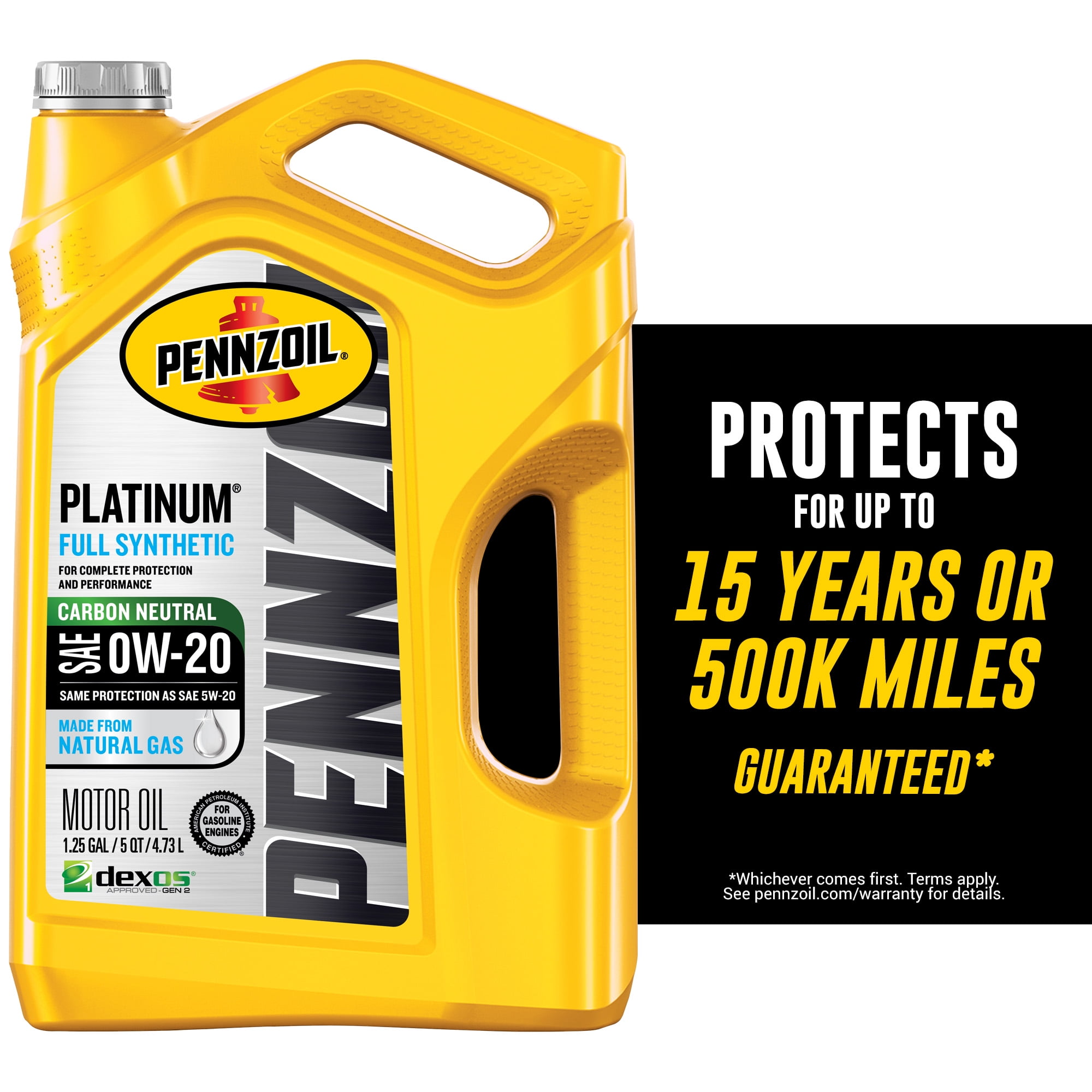 Pennzoil Platinum Full Synthetic 0W-20 Motor Oil, 5-Quart