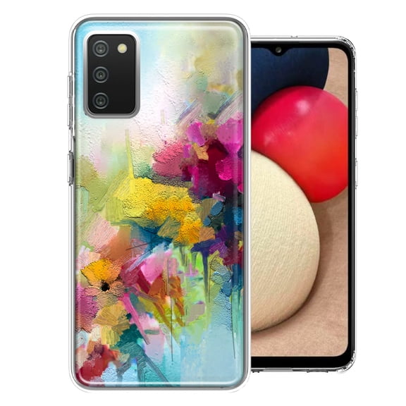 MUNDAZE Case For Samsung Galaxy A02S Watercolor Flowers Abstract Spring Colorful Floral Painting Phone Cover