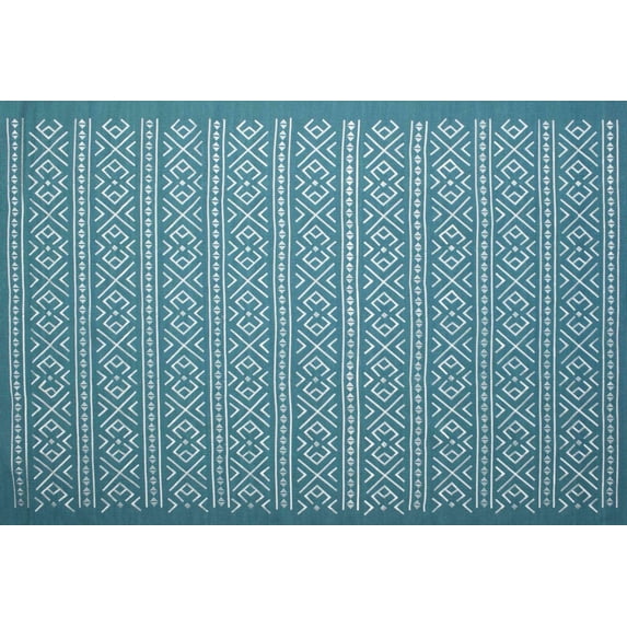 Ahgly Company Machine Washable Indoor Rectangle Contemporary DarkCyan Green Area Rugs, 3' x 5'