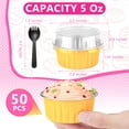 thumbnail image 2 of 5oz Aluminum Baking Cups with Lids and Forks,Disposable Ramekin Cake Cups for Muffin Cheesecake,Gold, 2 of 6