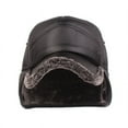 thumbnail image 3 of Mens‘ Leather Hat Winter Warm Trapper Outdoor Hunting Ear Flap Baseball Cap With Brim, 3 of 12