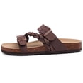 thumbnail image 5 of Litfun Women's Cork Footbed Sandals with Arch Support Slip-on Slide Sandals with Adjustable Buckles, Brown, 5 of 8