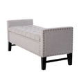 thumbnail image 2 of Chic Home Federick Linen Modern Contemporary Button Tufted with Silver Nail heads Deco on Frame Storage Lid can stop at any position Bench, Light Grey, 2 of 2