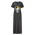 thumbnail image 4 of Vestido informal de verano para mujer, vestido largo de manga corta con bolsillo Sexy y cuello redondo con estampado de Calavera de Halloween Fridja  bnh2622, 4 of 8