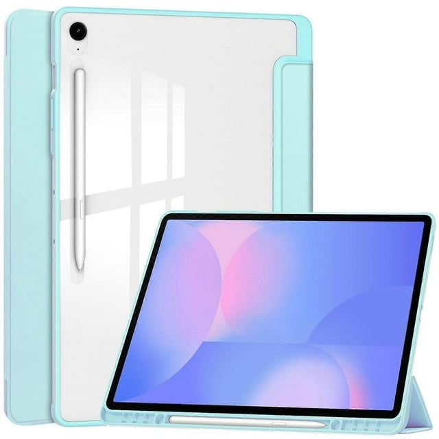 For Samsung Galaxy Tab S10 FE+ Case Clear Acrylic Leather Tablet Cover Support Auto Sleep Wake - Gre