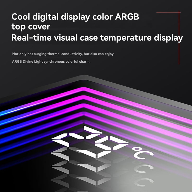 GT600 Digital Display CPU Air Cooler with 1800RPM ARGB PWM Cooling Fan High Airflow Radiator for Efficient CPU Cooling B