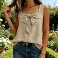thumbnail image 7 of Kilaqueen Womens Bow Tie Front Tank Tops Summer Dressy Solid Color Square Neck Sleeveless Tunic Blouses Lightweight Loose Fit Casual Going Out Cami Gauze Shirts, 7 of 7