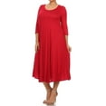 thumbnail image 2 of MOA Collection Plus Size Women's 3/4 Sleeves solid dress, 2 of 4