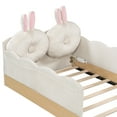 thumbnail image 5 of Harper & Bright Designs Twin Size Floor Bed with Upholstered Pillows, Safety Fence Guardrails, Floor Platform Bed with Cute Rabbit Ear Shaped Pillows, Beige, 5 of 11