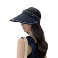thumbnail image 1 of Empty Top Letter Logo Elastic Rope Hair Hoop Design Sun Hat Women Extended Brim Outdoor Riding Hat, 1 of 10