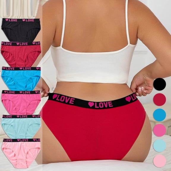 Naittoop Women's Bikini Panties, Love Heart Waistband Fashion Sporty Mid-Low Rise Underwear, Multiple Colors Plus Size Friendly