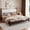 Espresso, variant on Noble House Lorven King Size Platform Bed with Scalloped Upholstered Headboard, Pine Wood Frame, Beige & Espesso