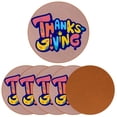 thumbnail image 2 of Thanksgiving 6PCS Round Coasters Microfiber Leather 11x11 cm/4.3x4.3 in - Set of 6 Drink Coasters for Home and Bar Use - & Easy to Clean Beverage Coasters Pack, 2 of 6