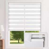 LazBlinds Cordless Zebra Blinds for Windows - Dual Layer Light Filtering & Blackout Roller Shades, Free-Stop Lift System, No Drill Easy Install, Day & Night Privacy with Valance, 26"W X 72"H, White