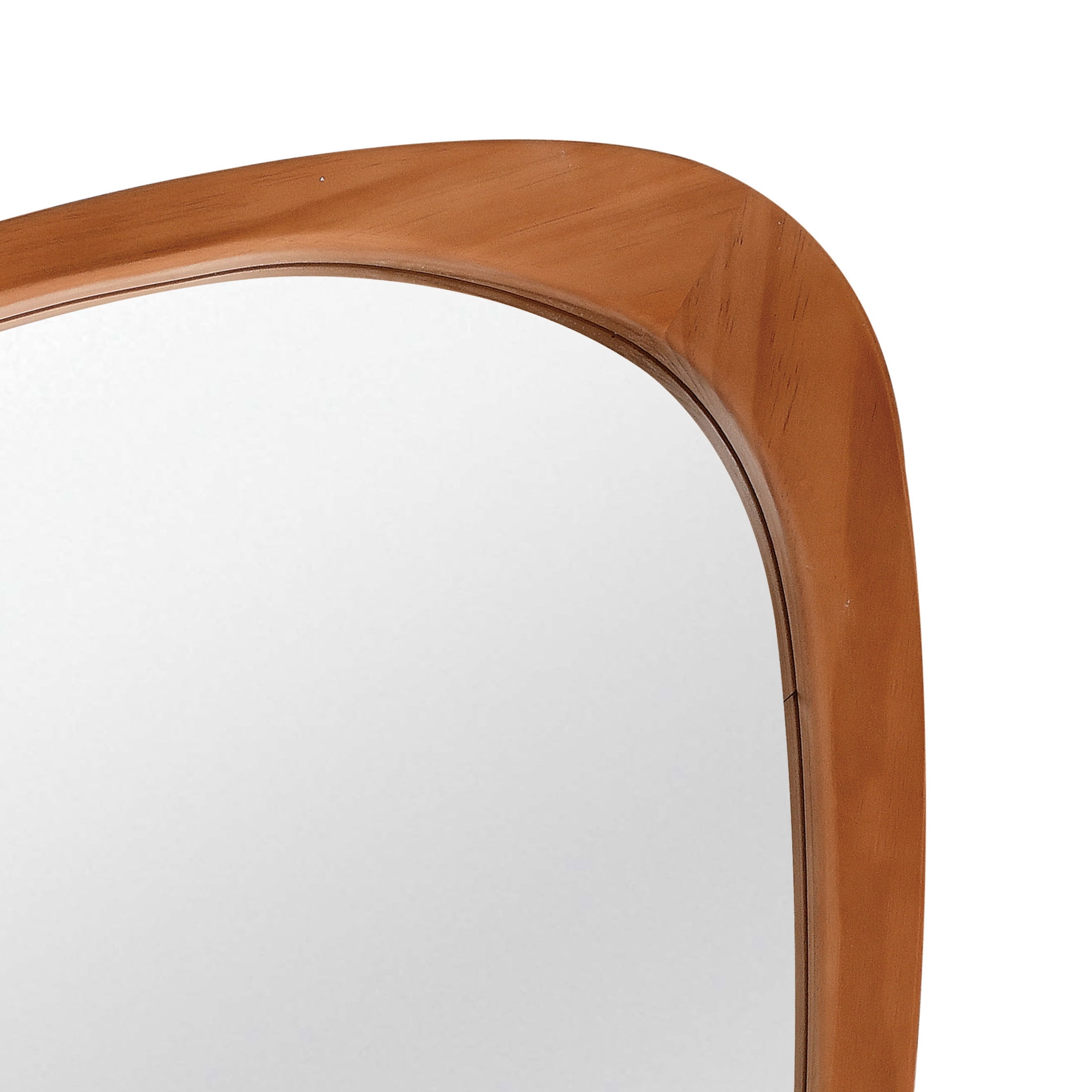 Noble House 24"x36" Irregular Solid Wood Wall Mirror, Modern Asymmetric Decorative Accent Bathroom Mirror, Yellowish Brown