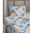 thumbnail image 2 of Ambesonne Birds and Nature Fitted & Flat Sheet with Sham 3 Pcs Set, Leafy Retro Roses, Twin XL, Ceil Blue White Blush, 2 of 4
