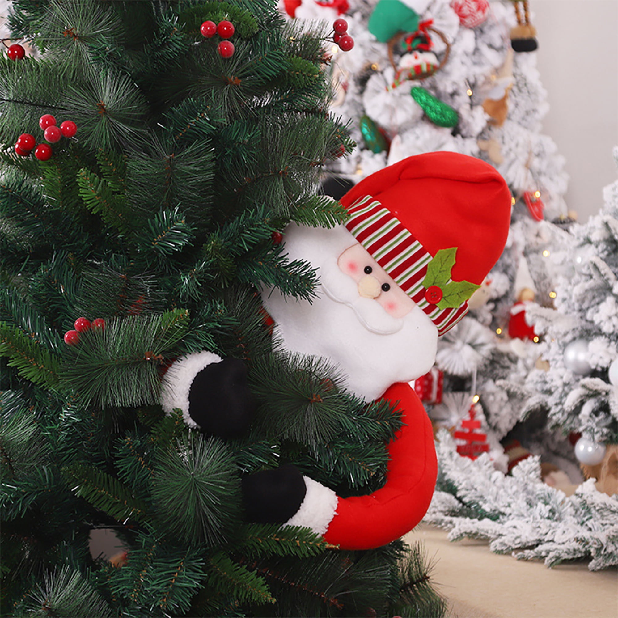 Christmas Santa Claus Snowman Toy Doll Xmas Tree Wrap Topper Decor Ornament SH 