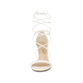thumbnail image 6 of BLISSFUL STEP Women Woven Strap Lace Up Strappy Stiletto Heel Sandals White 7, 6 of 7