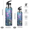 thumbnail image 2 of 600ml Vacuum Insulated Sports Water Bottle with Foldable Straw Stainless Steel Portable Thermos Cup Orchid Forest Scene, 2 of 7