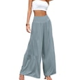 thumbnail image 3 of Sunloudy Pantalones de pierna ancha para mujer, pantalones plisados sueltos casuales de color sólido de cintura alta, caqui/negro/verde claro/blanco/verde/rojo vino Sunloudy  moda, 3 of 8