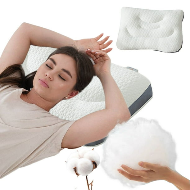 Almohada Cervical de Punto Lavable para Aliviar El Dolor de Cuello, Dormir Mejor, Ergonómica, de Fibra de Alta Resiliencia.