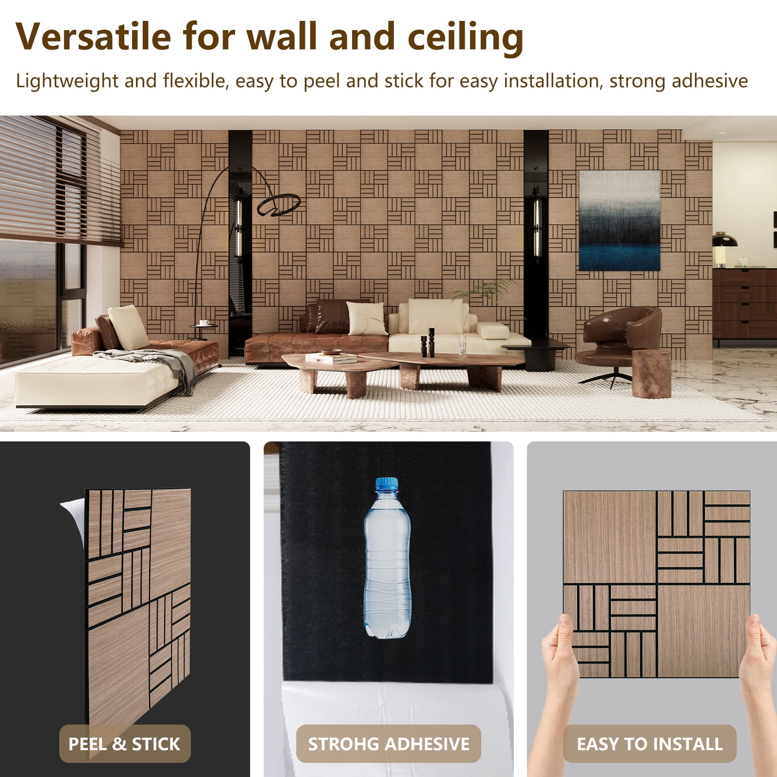 4 Packs Acoustic Wall Panels - Self-Adhesive 3D Wood Slat Wall Panel- Peel and Stick Sound Absorbing Panels for Noise Reducing - Feature Wall Decor for Home & Office
