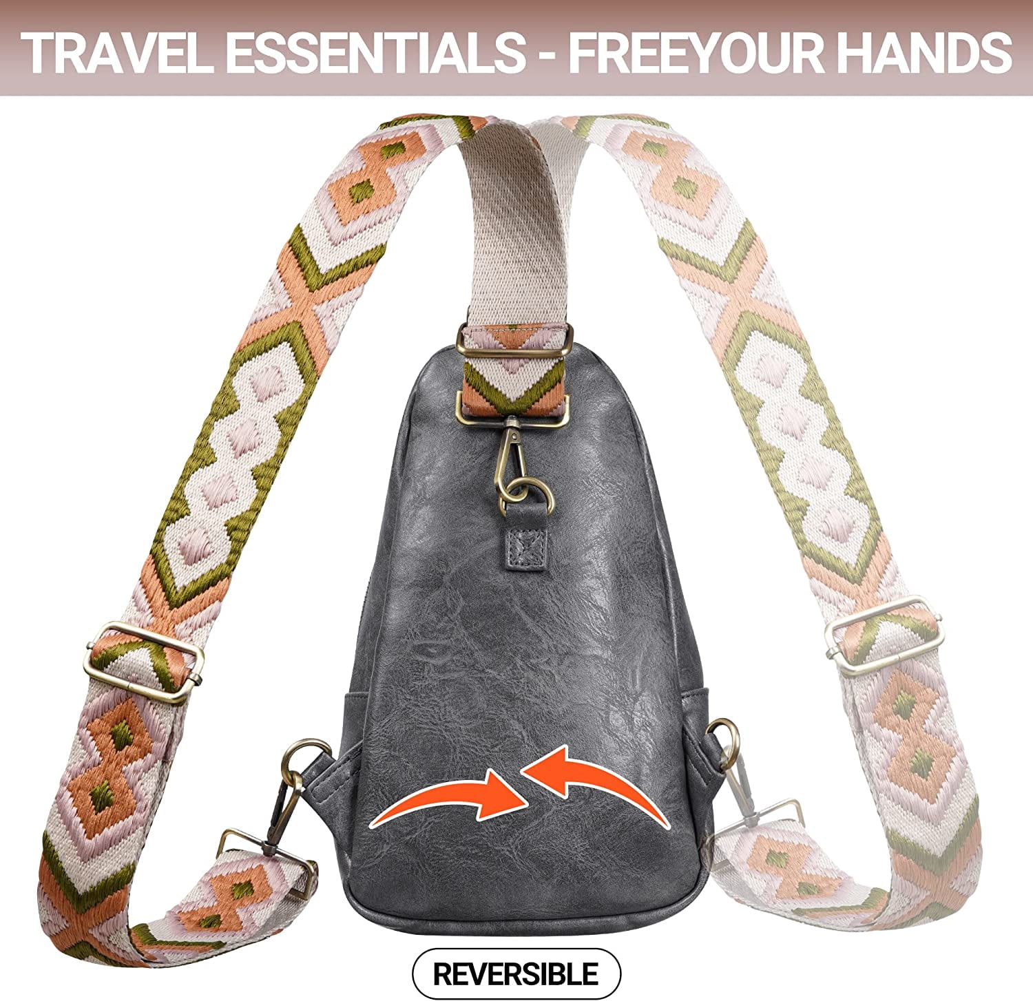 Sling Bag for Women PU Leather Sling Bags for Women Crossbody Fashion Sling Backpack Multipurpose Chest Bag for Women