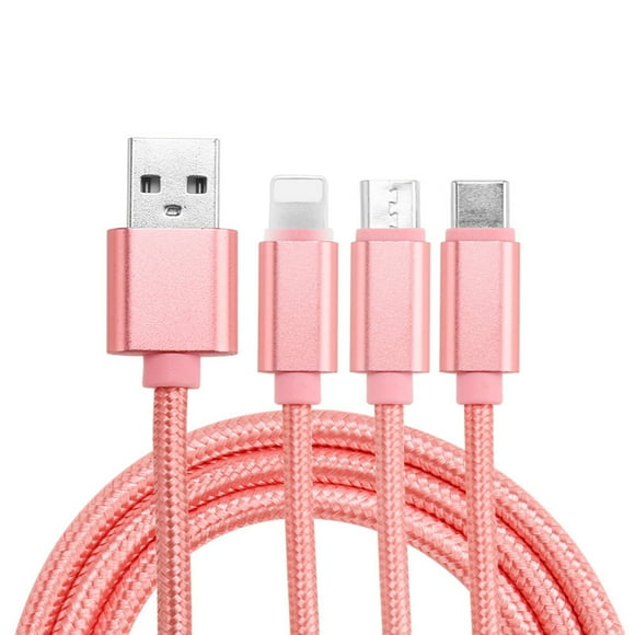 Amdohai 3 in 1 Nylon Braided USB Cable with Lightning/Type-C/Micro USB Connector High Tensile Charging Cord for iOS/Android Phones Multiple Devices