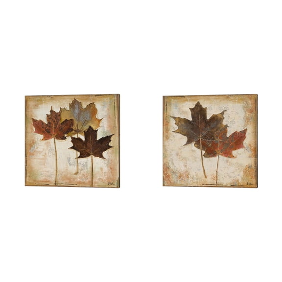 Natural Leaves by Patricia Pinto Canvas Art Set of 2 14 inch X 14 inch Each