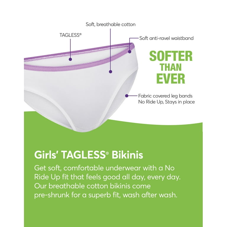 Hanes Girls' Cotton Bikini Underwear, 10-Pack Assorted 1 8