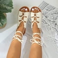 thumbnail image 7 of Quaouag Women's Lace Up Open Toe Strappy Sandals, Ankle Wrap Flat Dressy Tie Up Summer Footwear, 7 of 7