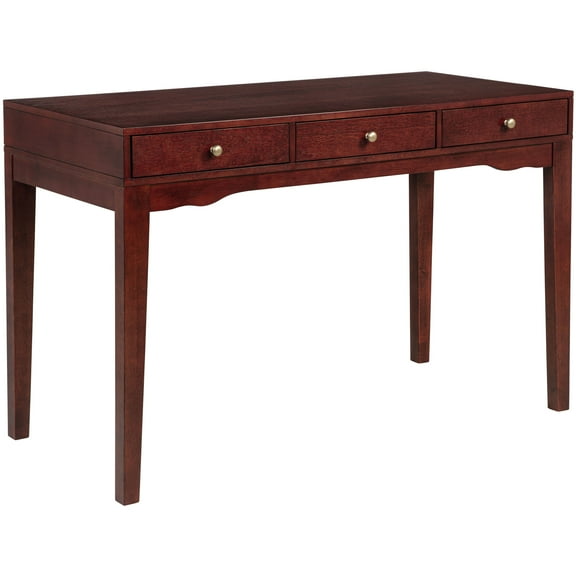 eHemco Solid Wood Library/Home office Writing Desk with 3 Drawers, Cherry
