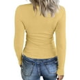 thumbnail image 4 of Women's Stretch Long Sleeve Ribbed T Shirts Crewneck Casual Slim Fitted Knit Tops, 4 of 4