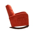 thumbnail image 3 of Fabric Padded Seat Rocking Chair with Side Pocket Mid-Century Modern Nursery Rocking Armchair Upholstered Tall Back Accent Glider Rocker for Living Room(Orange), 3 of 8