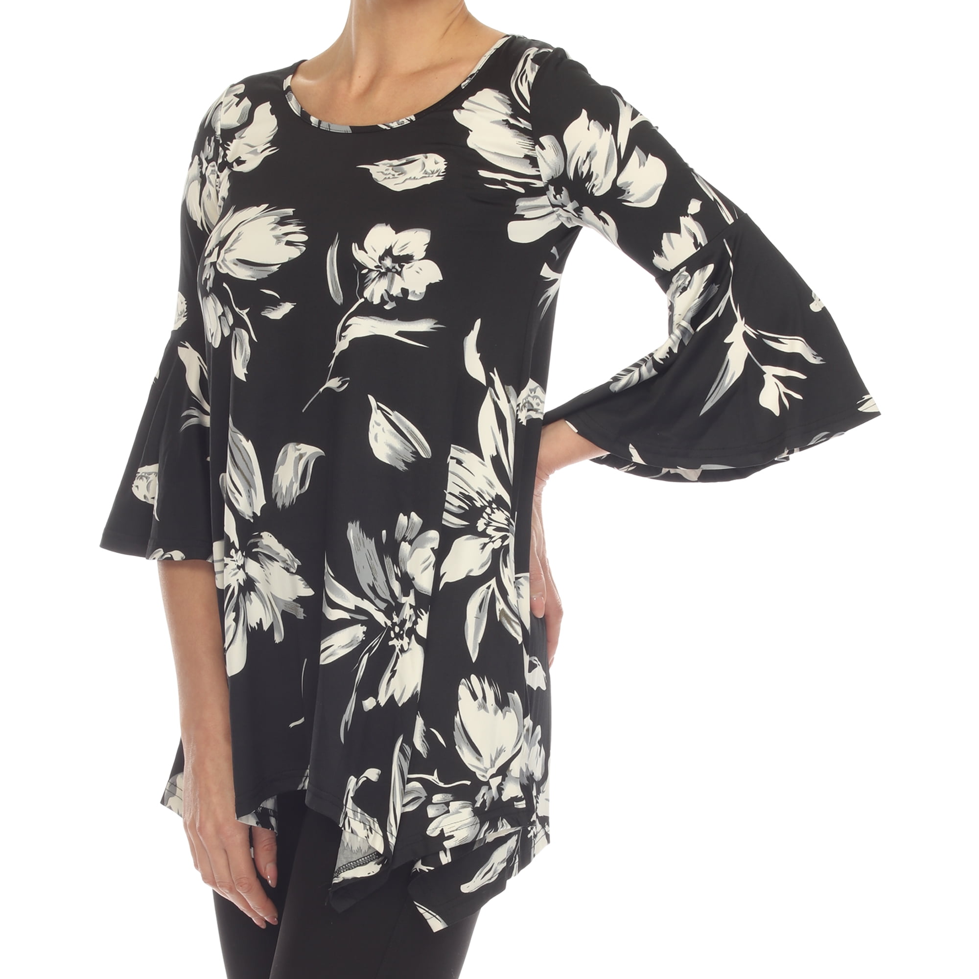 White Mark Women's Floral Blanche Tunic Top