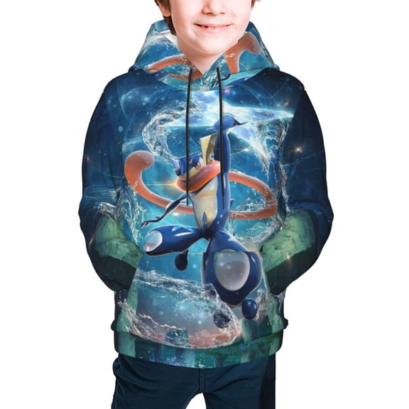 Youth Rare Greninja Hoodies 3D Print Pullover Hooded Sweatshirt With Pocket For Boys Girls Teen Large