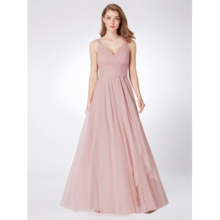 Couture Homecoming Dress Ever-Pretty Womens V-neck A-Line Tulle Prom Homecoming Dresses for Women 73032 Blush US4 ()