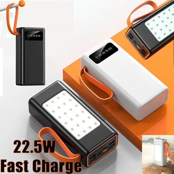 Misty 70000mAh Solar Power Bank Fast Charger Large Capacity Portable Mobile External Battery Black