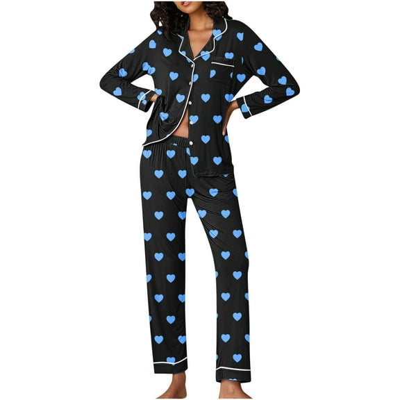 Vetsdori Womens Soft Pajama Sets Gifts for Girlfriend Valentines Sleepwear Love Heart Loungewear Spring Holiday Pajamas for Women Valentines Day